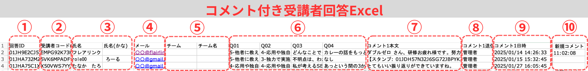 エクスポートの画面